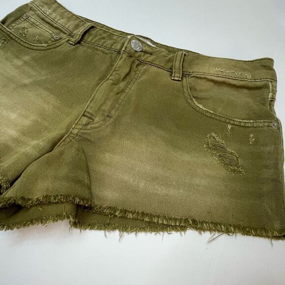 Free People High Rise Irreplaceable Shorts Women's Size 27 Army Green Denim - Picture 3 of 10